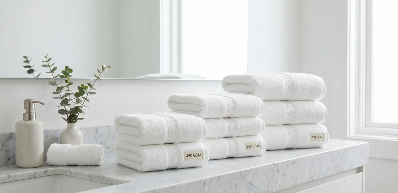 The Ultimate Hotelier’s Guide: Choosing the Right Thread Count and GSM for Your Property 2 What is GSM for towels – hotel towel thickness comparison