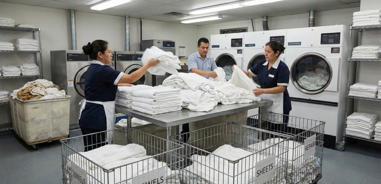 Proper sorting of hotel linens for longer lifespan