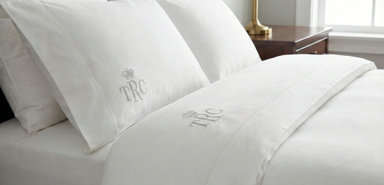 High-quality embroidered hotel linens creating 5-star impression