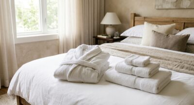 Bulk hotel bathrobes and towels Middle East amenity set