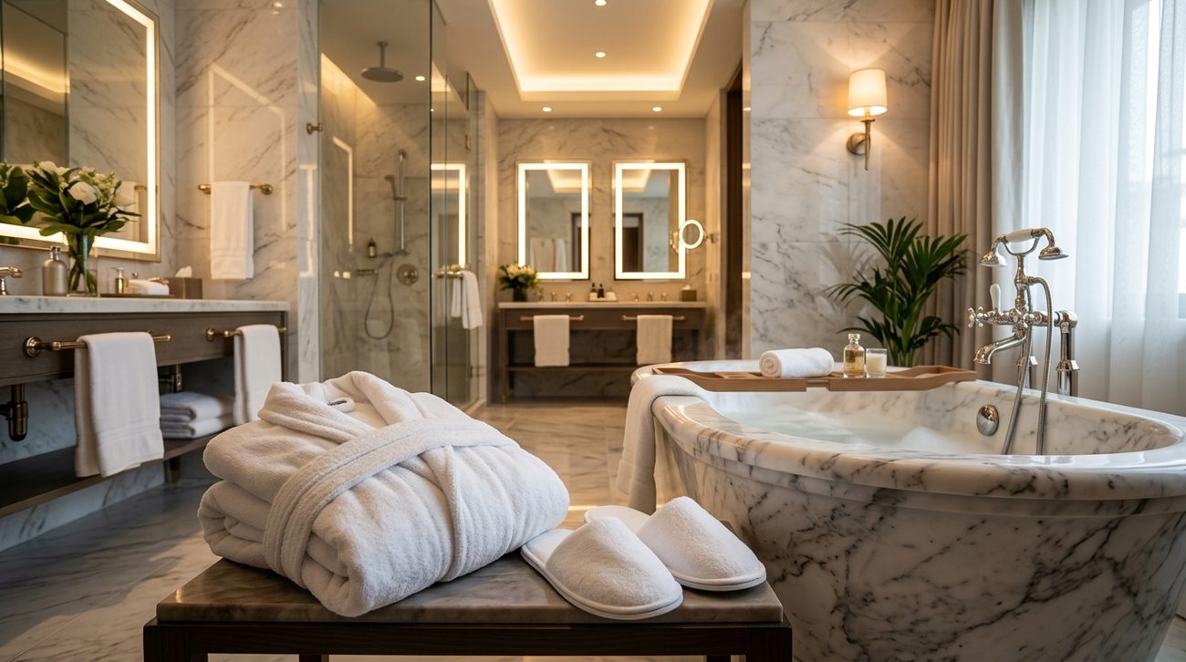 Luxury Hotel Bathrobes: Fabric, Weight & Presentation That Guests Remember 2 Gemini Generated Image c1rabvc1rabvc1ra